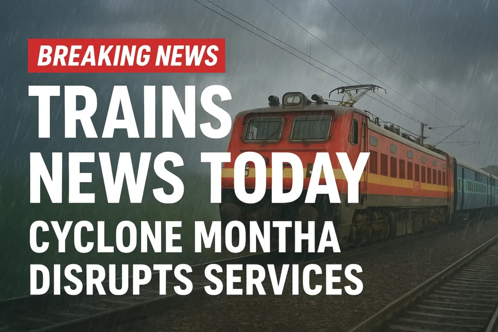 Indian Railways train during Cyclone Montha – latest trains news today